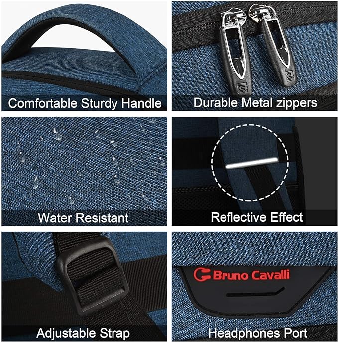 17 Inch Laptop Backpack, Business Anti Theft Slim Durable Laptops Backpack with USB Charging Port, Water Resistant College Computer Bag Gifts for Men & Women Fits 15.6 Inch Notebook-Blue