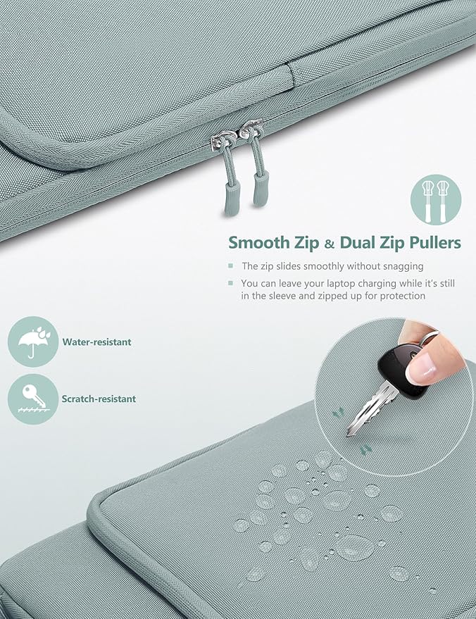 HYZUO 14-15 Inch Laptop Bag Sleeve for MacBook Air 15 M4 M3 M2, MacBook Pro 15, XPS 14/15 Plus, 15" Surface Laptop, Notebook Case for 14" Dell HP Lenovo ThinkPad Asus Huawei, Ash Blue