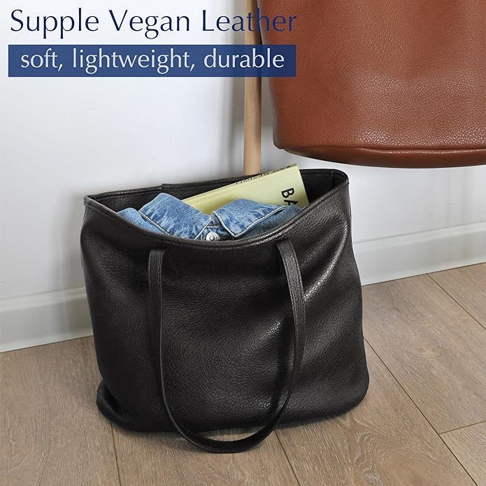Zipper Tote Bag for Women Soft Vegan Leather Handbag for Work, Travel & Everyday Use