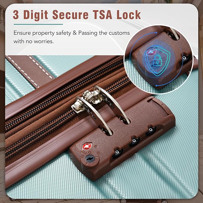 Merax Luggage Set 2 Piece Suitcase Set with Cosmetic Case Expandable Spinner Wheels Vintage Luggage Sets(Blue Green,20"+28")