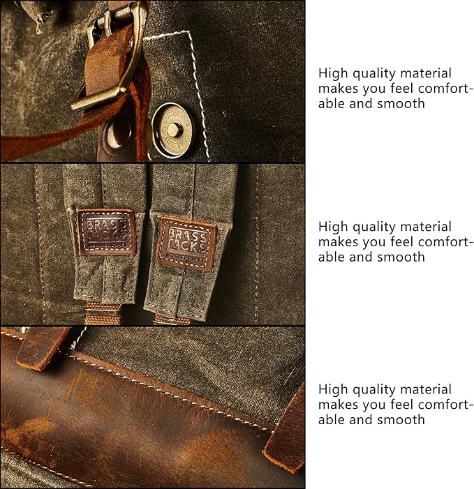 Heavy Duty Waxed Canvas Vintage Backpack for Men Women Trim Casual 15.6" laptop Travel Rucksack Shoulder Rucksack for Travel