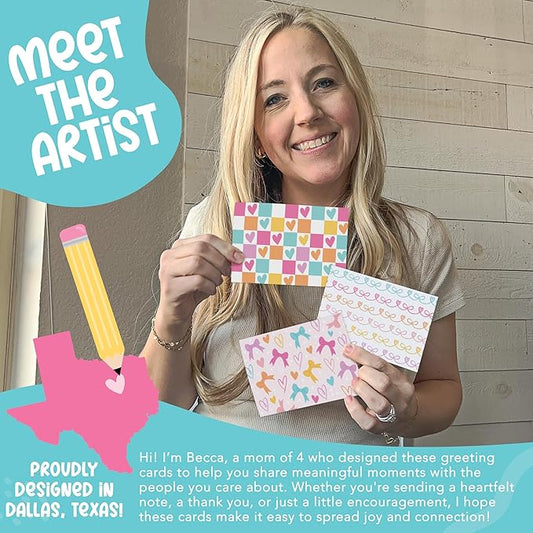 Hadley Designs Blank Cards and Envelopes 4x6-24 Blank Note Cards with Envelopes, Notecards Stationery Sets, Notecards Bulk, Stationary Sets, Note Paper Stationery, Hearts Pretty Stationary