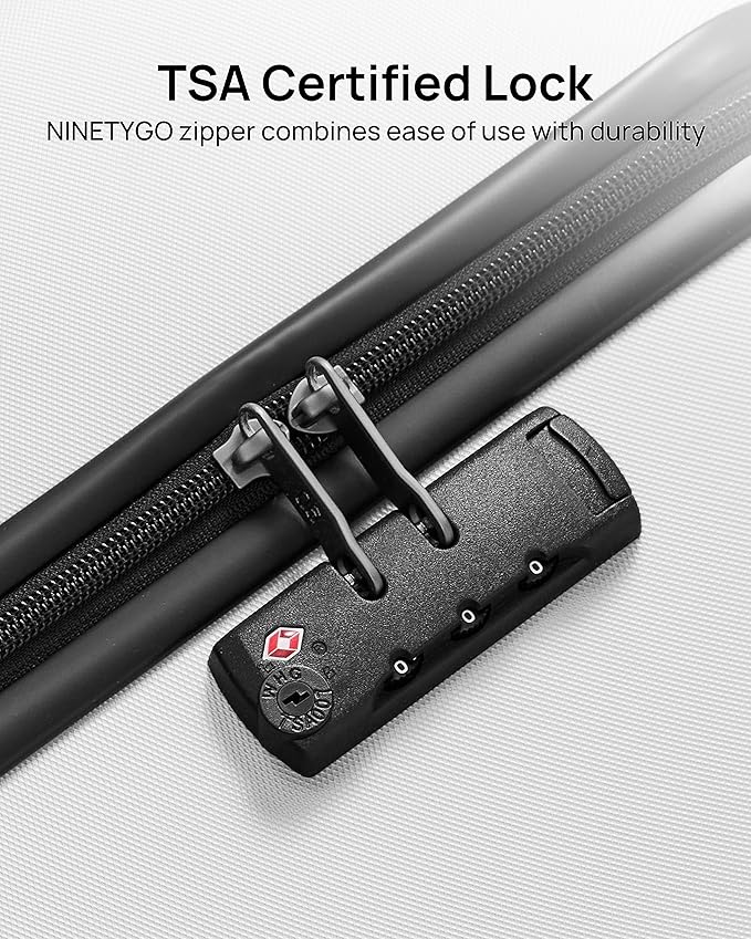 NINETYGO Carry On Suitcase, 20 Inch Carry-On Luggage with Double Spinner Wheels, Dry Wet Separate, PC Hard Case Suitcase, Lightweight Travel Luggage, TSA Approved (Solid White, Danube)