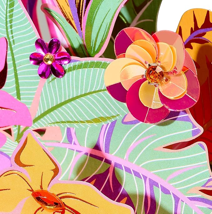 Papyrus Blank Pop-Up Card for Birthdays, Thinking of You and All Occasions (Tropical)