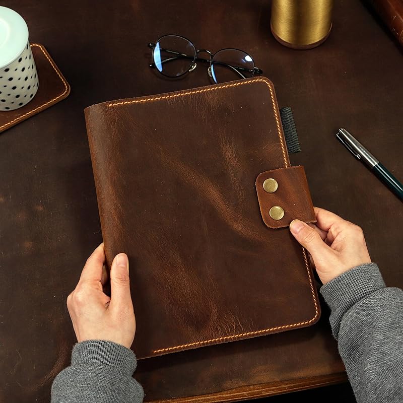 Leather composition notebook book cover case/vintage rustic leather cover portfolio for composition notebook