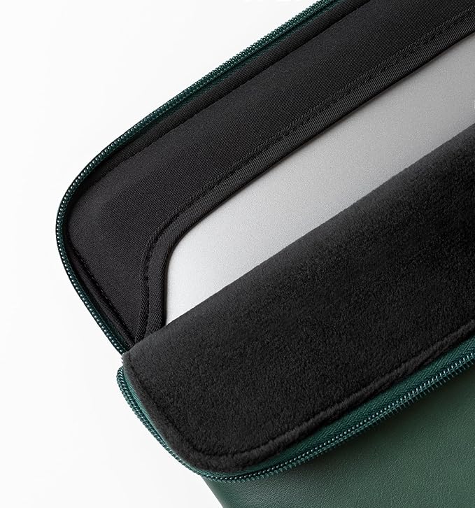 Comfyable Slim Protective Laptop Sleeve Compatible with 13/13.3/14 Inch MacBook Air & MacBook Pro, Mac Travel Case, Laptop Pouch, Slim PU Leather Cover M4/M3/M2/M1 2025-2021, Midnight Green