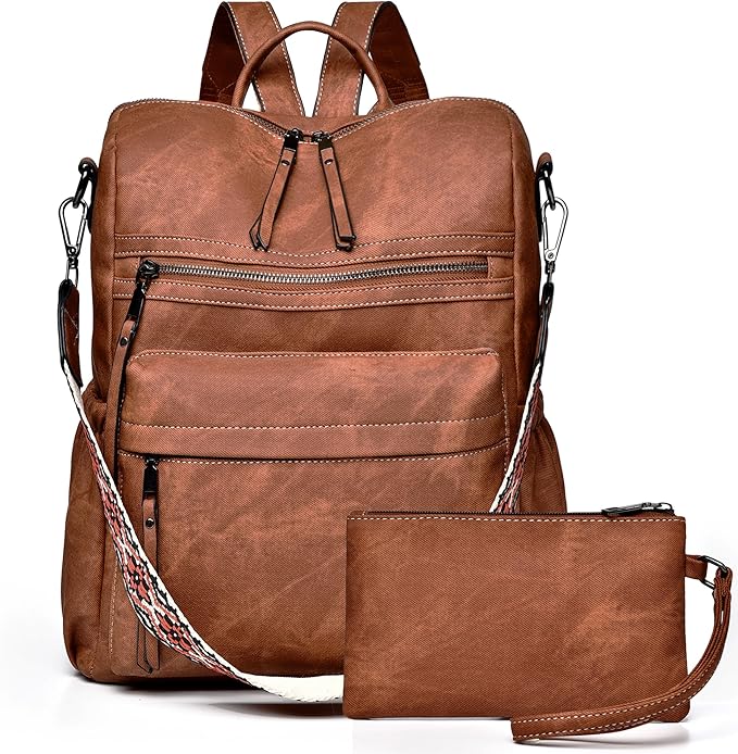 Dora & Liz Womens Backpack Purse Leather Fashion Travel Backpack Purse for Women Designer Ladies Shoulder Bags with Wristlet