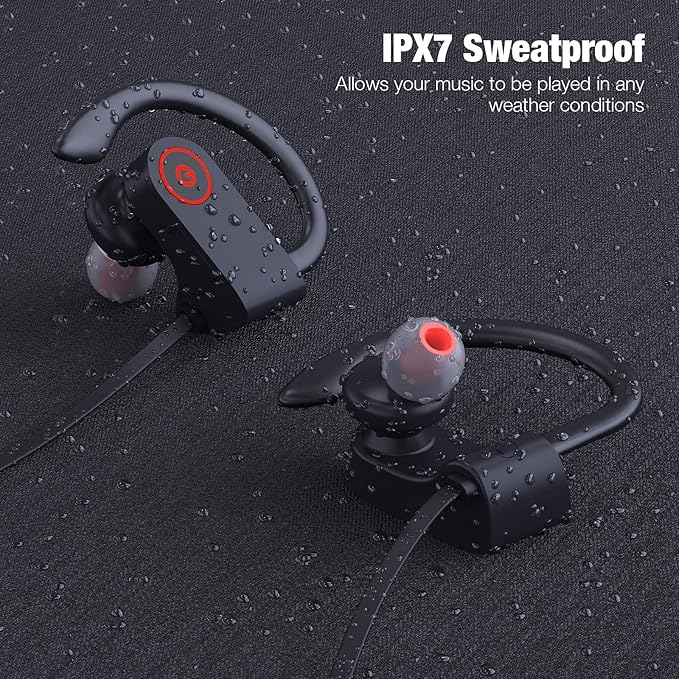 Boean Wireless Sport Headphones with IPX7 Waterproof Bluetooth V5.3, HD Bass+ Sound, 15H Playtime, Sound Isolation