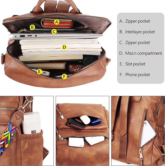 Dora & Liz Womens Backpack Purse Leather Fashion Travel Backpack Purse for Women Designer Ladies Shoulder Bags