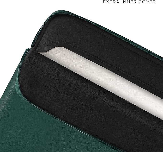Comfyable Leather Laptop Sleeve Compatible with 16 Inch MacBook Pro M4 2024 & 15 Inch MacBook Air M4 M3 M2 2025, Green