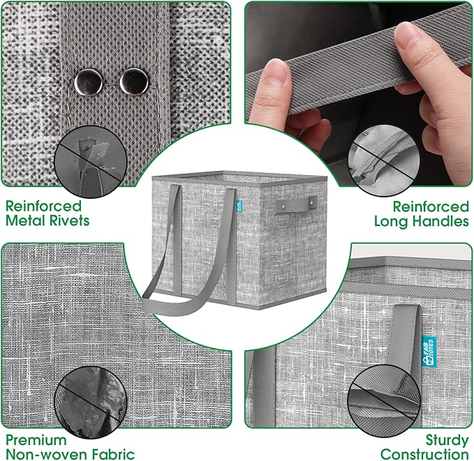 Fab totes Reusable Grocery Bags, Large Foldable Shopping Tote Bags with Reinforced Handles & Hard Bottom,Water Resistant Grocery Bags for kitchen,Picnic,3 Pack,Grey