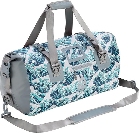 Skog Å Kust Duffelsak Heavy Duty Waterproof Duffel - Gear Bag for Sports, Travel, & More - 40L Waves