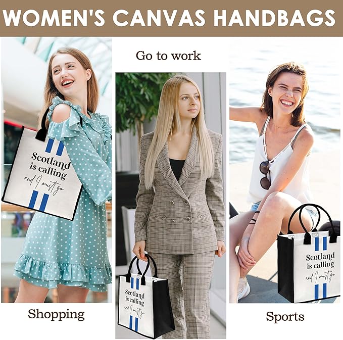 ONDTOM Travel Gifts Bag, Scotland Lover Gifts, Simple Modern Beach Bag, Birthday Christmas Retirement Gifts for Women