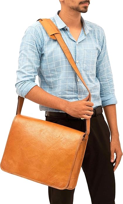 15 INCH Vintage Crossbody Genuine Leather Laptop Messenger Bag for Men and Women