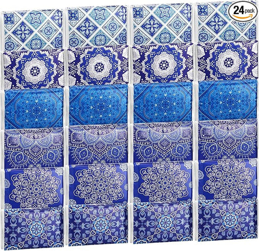 24 Packs Travel Size Tissue Pocket Slim Pack Facial 3 Ply Wallet Size Pocket Tissues for Travel Wedding Party Favors, 6 Styles(Geometric Flower)