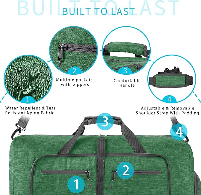 Vomgomfom Travel Duffle Bag for Men,65L 85L 115L Foldable Travel Duffel Bag with Shoes Compartment Overnight Bag for Men Women