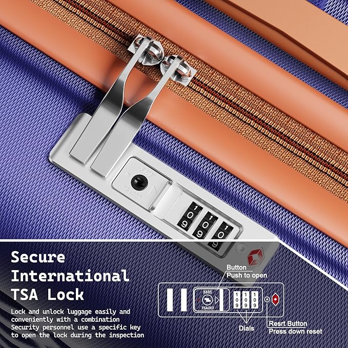 Melalenia Luggage Sets 3 Piece, Hard Shell Carry on Suitcase with Spinner Wheels and TSA Lock, Travel Lightweight Luggage Set for Women, Navy Brown