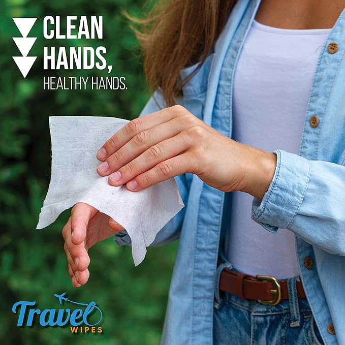 Hand Sanitizing Travel Wipes – 30ct Individually Wrapped | Fragrance-Free, Moisturizing, 70% Isopropyl Alcohol Wipes | Travel, Home, Office, Daily Use | Made in USA
