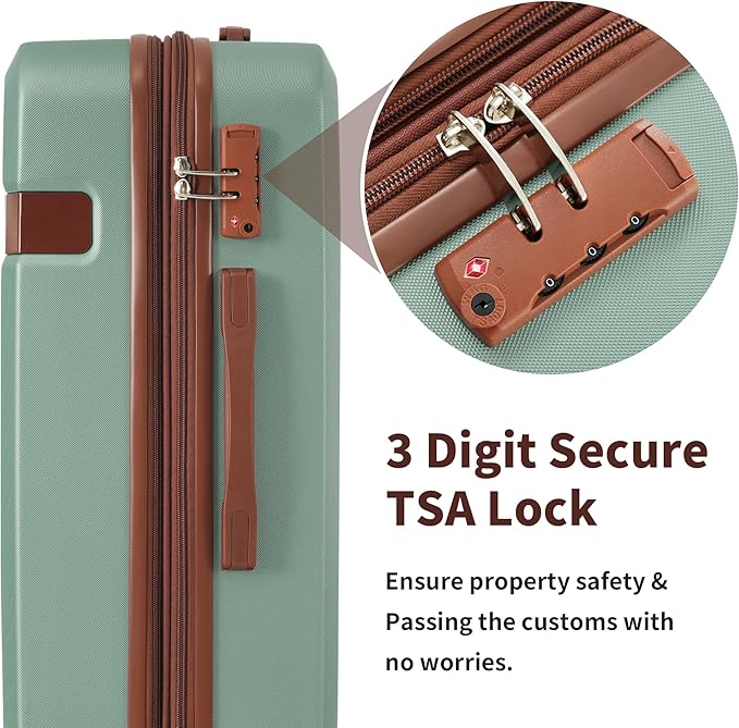 Merax Luggage Sets with Compression Packing Cubes, Hardside Expandable 4 Piece Suitcase Set with Spinner Wheels, Durable Lightweight Luggage with TSA Lock-16+20+24+28,Light Green