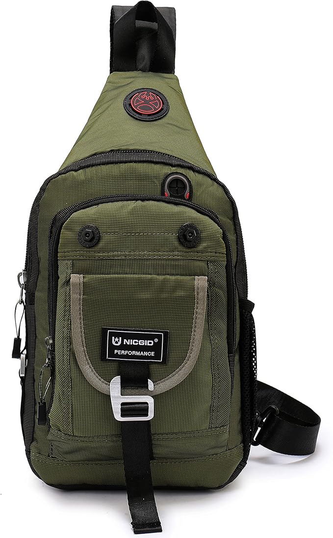 NICGID Sling Bag Chest Shoulder Backpack Crossbody Bags for Tablet Laptop Outdoor Hiking Men Women