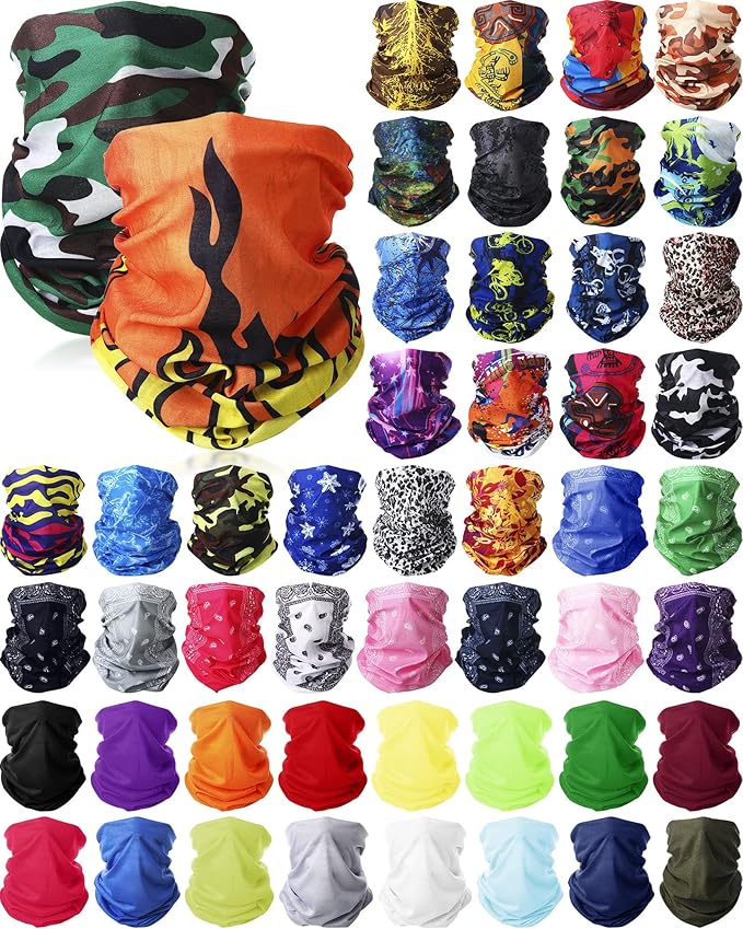 JaGely 50 Pcs Summer Neck Gaiters for Men Multi Cooling Neck Gaiter for Men Sun Protection Face Mask Balaclava Motorcycle