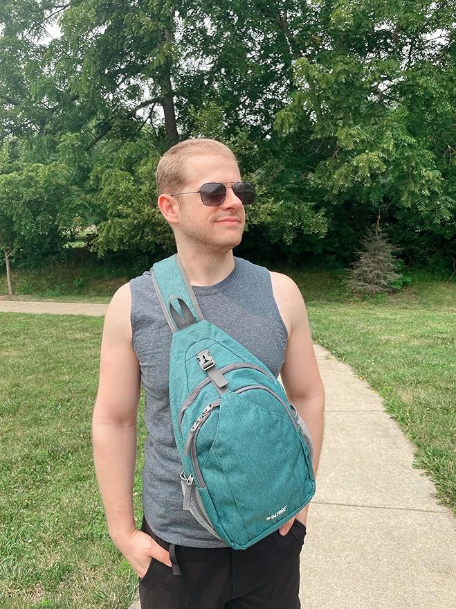 G4Free Sling Bag RFID Blocking Sling Backpack Crossbody Chest Bag Daypack for Hiking Travel(Dark Green)