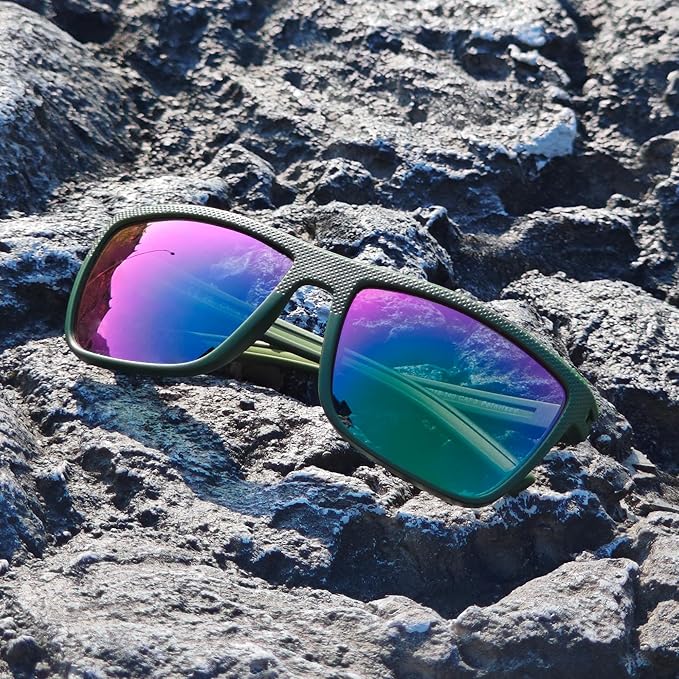 ZENOTTIC Polarized Sunglasses for Men Lightweight TR90 Frame UV400 Protection Square Sun Glasses