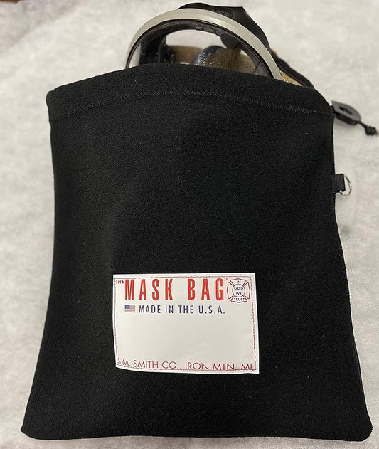 Firefighter SCBA Face Piece Respirator Mask Bag, Black Fleece, Intended for Firefighters, First Responders, and Safety Personnel