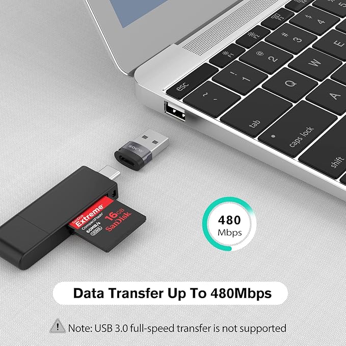 USB C Female to USB Male Adapter 2.0 (Grey, 6 Pack)