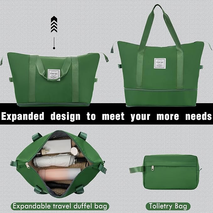 Merax Luggage Set 2 Piece Suitcase Sets with Spinner Wheel,Lightweight Hardside Expandable Travel Laggage with TSA Lock,Suitcase with Travel Bag(20"/24",Green)