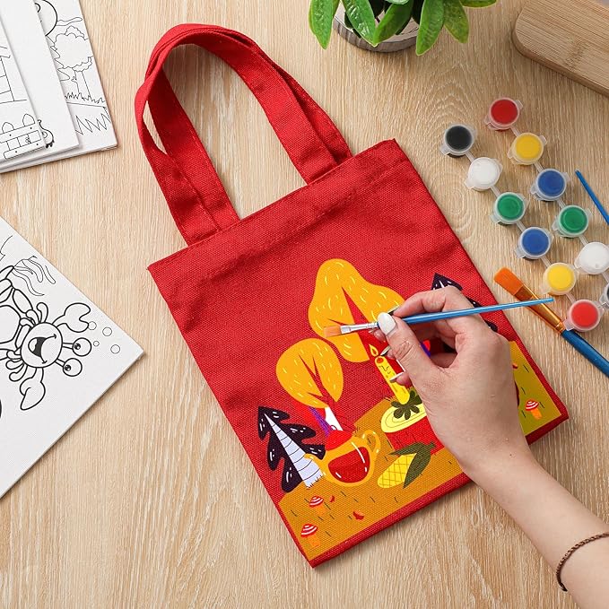Amylove 24 Pcs Mini Tote Bag Sublimation Blank Canvas Tote Bags Reusable Grocery Luggage DIY Sack Goody for Party Even (8.5 x 8 Inch,Red)