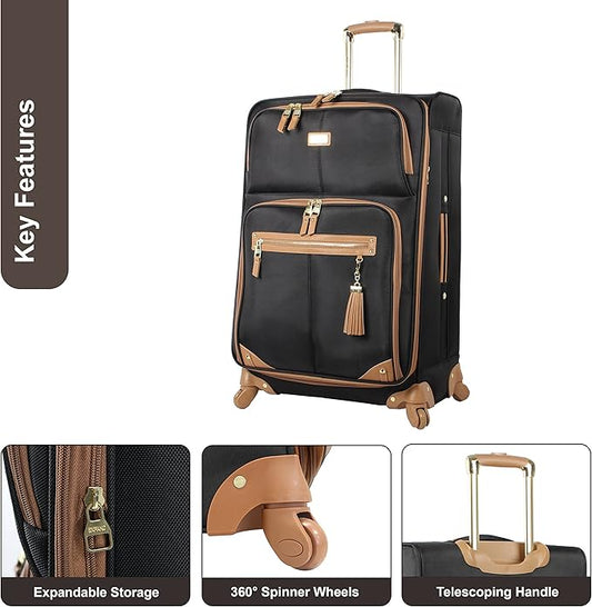 Steve Madden Unisex-Adult (Luggage only) Carry on Bag with Spinner Wheels, Harlo Black, 20in