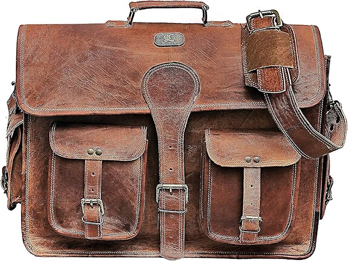 Cuero DHK 16 Inch Vintage Handmade Leather Messenger Bag Laptop Briefcase Computer Satchel Bag for Men & Women (16 Inch Medium)