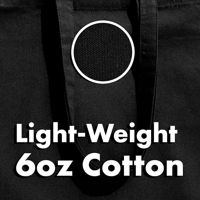 Carrywell |Not Made In China| Cotton Tote Bags, Lightweight Reusable Grocery Shopping Bag, Blank Bulk Cloth Totes with Handles, Great For Custom Screen Print and Gifts (15"x16")