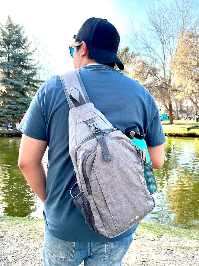 G4Free Sling Bag RFID Blocking Sling Backpack Crossbody Chest Bag Daypack for Hiking Travel(Gainsboro)