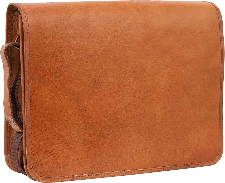 15 INCH Vintage Crossbody Genuine Leather Laptop Messenger Bag for Men and Women