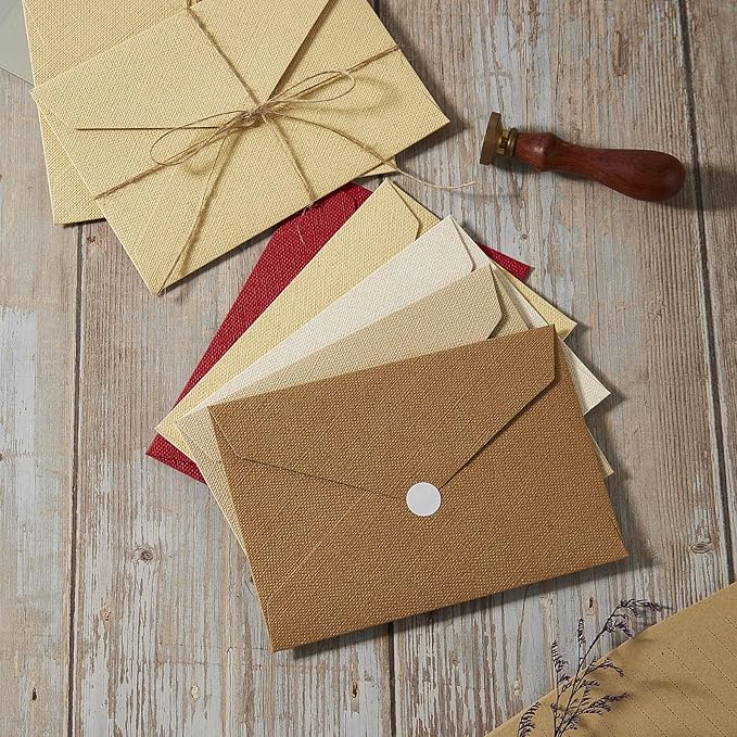 Tuhangcc Stationery Writing Paper and Envelopes Set with Jute Rope 4 X 6 for Writing Letter, (20 Best Paper with 10 Heavyweight envelopes),by Better Gift Office Products(Red)
