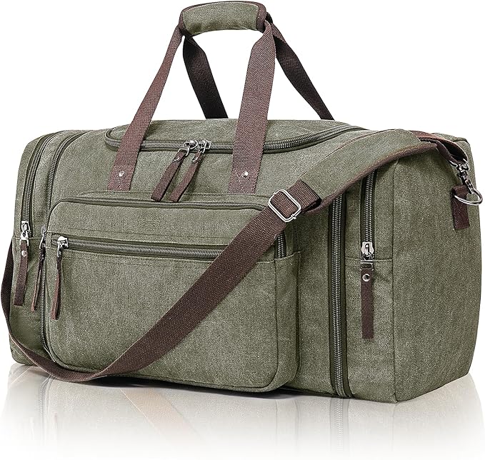 Canvas Expandable Duffle Bag for Men Traveling, Luggage Travel Bag Weekender Overnight Bag,Mens Gym Carry on Duffel Bags