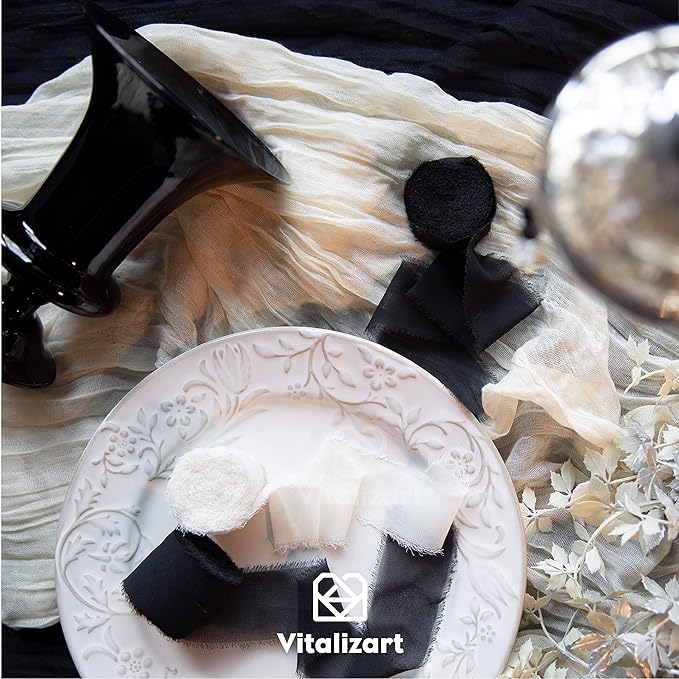 Vitalizart Pink Handmade Chiffon Silk Ribbon Fringe 1.5" x 21 Yd Blush Pink & White Frayed Edges Ribbons for Wedding Invitations Bridal Bouquets Gifts Wrapping Crafts Holiday Party Decorations