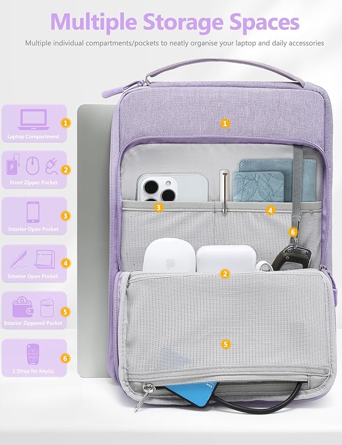 HYZUO 14-15 Inch Laptop Bag Sleeve for MacBook Air 15 M4 M3 M2, MacBook Pro 15, XPS 14/15 Plus, 15" Surface Laptop, Notebook Case for 14" Dell HP Lenovo ThinkPad Asus Acer Huawei, Lilac Purple