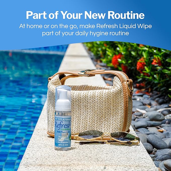 Refresh Liquid Wipe: Toilet Paper Foam Dispenser Refill. Eco-Friendly Flushable Wet Wipe Alternative with Witch Hazel and Aloe. 16 oz Refill (1 Pack).