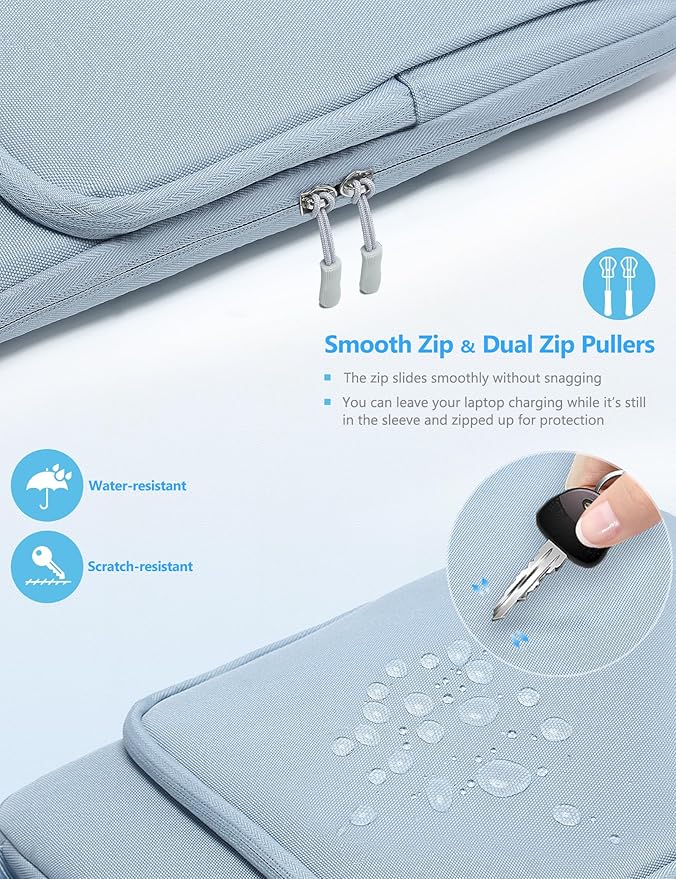 HYZUO 17-17.3 Inch Laptop Bag Case Sleeve for 17" 17.3" HP/Dell/Lenovo/ASUS/Acer/LG/MSI Gaming Laptop/Razer Blade 17/18, Notebook Carrying Briefcase for Men Women, Pale Blue