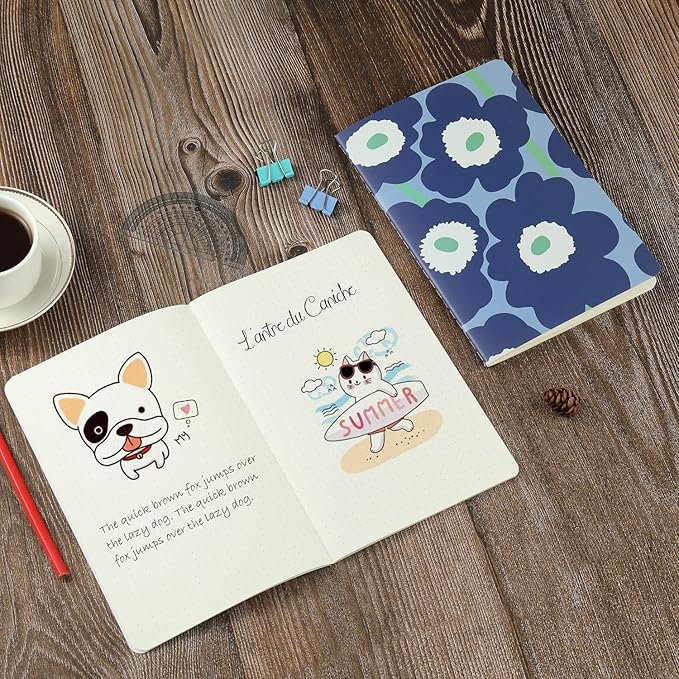 12 Pack Flower Design Dot Grid Notebook Journals Bulk for Traveler, Student and Office, Composition Subject Sketchbook Notebooks with Dotted Grid Paper, 80GSM, 30 Sheets,5.5x 8.3 inch, A5 Size