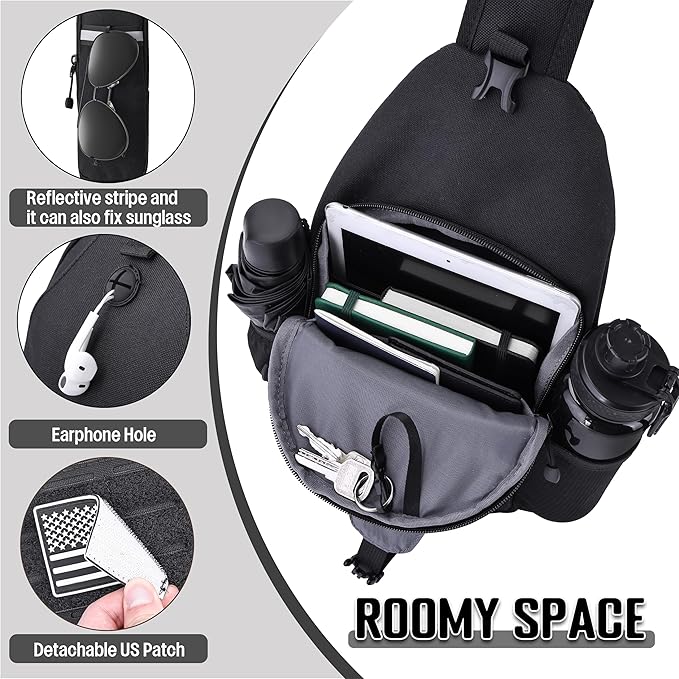 Mens Sling Bag, Water-Resistant Shoulder Bag Small Single Strap Backpack Cross body Bag for Men