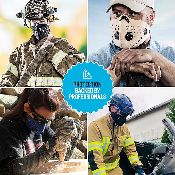 RZ Mask M1 - Neoprene Dust Mask w/ 99.8% Carbon Filtration, Reusable and Washable Face Mask, Anti Fogging w/ 360° Degree Seal