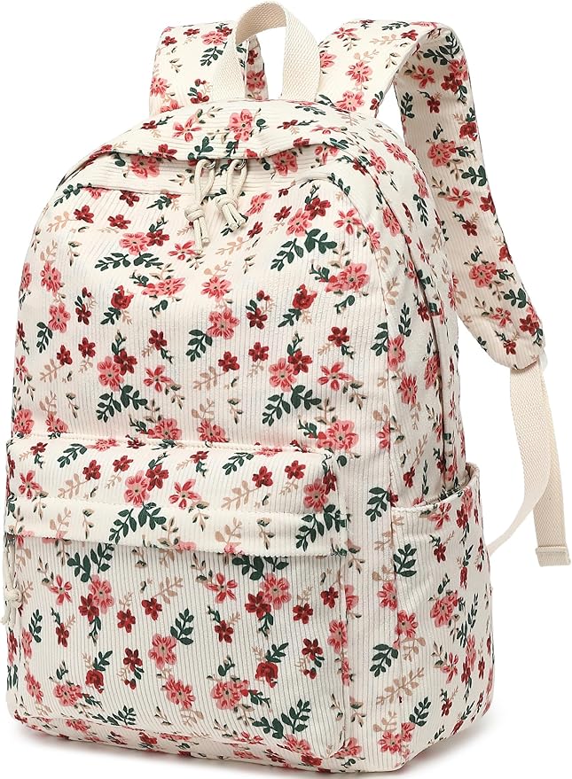 School Backpack for Teens Large Corduroy Bookbag Lightweight 15.6 inch Laptop Bag for Girls Women Casual High School College