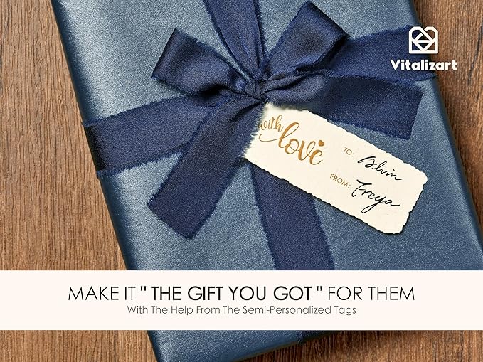 Vitalizart Blue Wrapping Paper Set 30" Pearly-Lustre With Silk Like Satin Ribbon & Gift Tags Recyclable Eco-Friendly Christmas Gift Wrapping Birthday Baby Shower Wedding Handmade Crafts 197"(16.4 Ft)