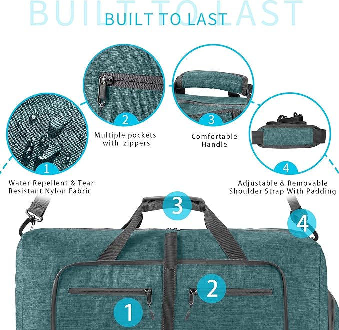 Vomgomfom Travel Duffle Bag for Men,65L 85L 115L Foldable Travel Duffel Bag with Shoes Compartment Overnight Bag for Men Women