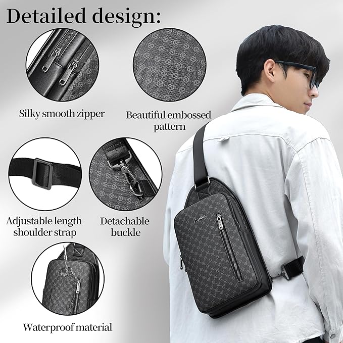 FSD. WG sling Backpack for Men Chest Bag Crossbody Shoulder Bags Travel Hiking Bag Purse for Men with Water Resistant