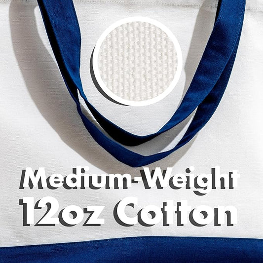 Carrywell |Not Made in China| 24 Pack Cotton Tote Bags, Reusable Grocery Shopping Bag, Durable 13oz Organic Cloth w/Handles